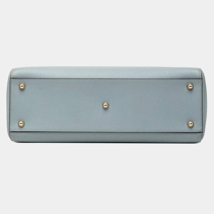 Pre Owned Dior Blue Large Grained Calfskin Lady Dior