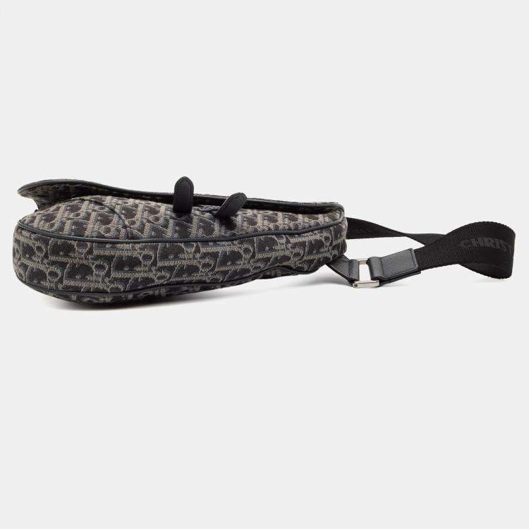 Pre Owned Dior Black Oblique Canvas Saddle Crossbody