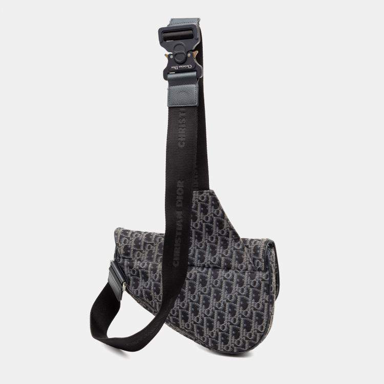Pre Owned Dior Black Oblique Canvas Saddle Crossbody