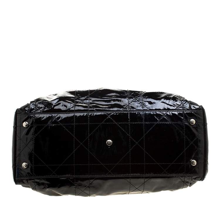 Pre Owned Dior Black Cannage Patent Leather Le Trente Hobo
