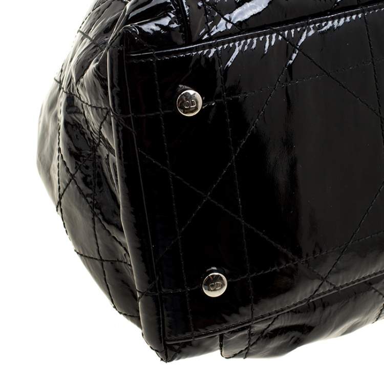 Pre Owned Dior Black Cannage Patent Leather Le Trente Hobo