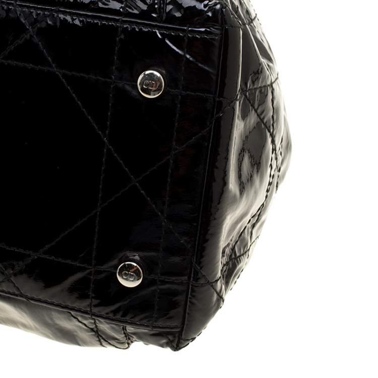 Pre Owned Dior Black Cannage Patent Leather Le Trente Hobo