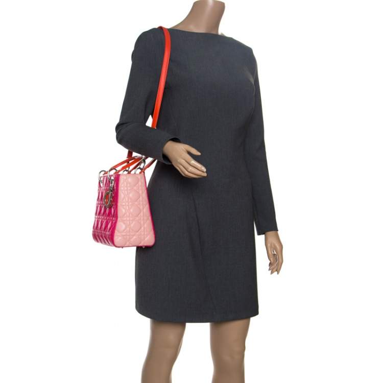 Pre Owned Dior Multicolor Leather Medium Lady Dior Tote