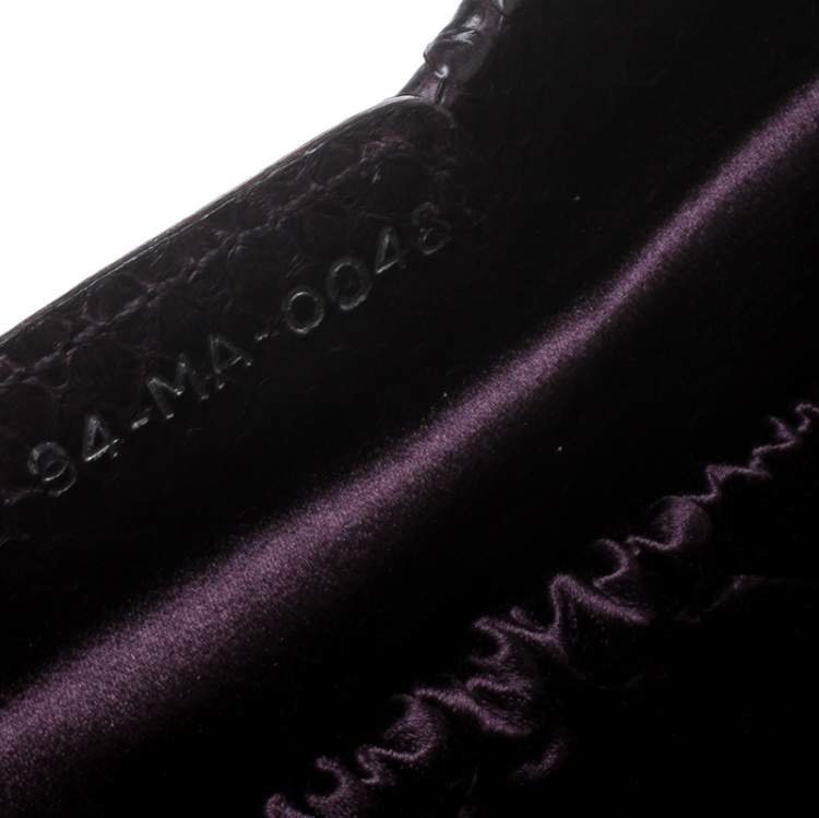 Pre Owned Dior Indigo Blue/Lilac Velvet and Snakeskin Top Handle Bag