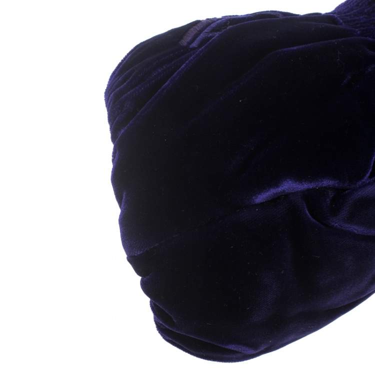 Pre Owned Dior Indigo Blue/Lilac Velvet and Snakeskin Top Handle Bag