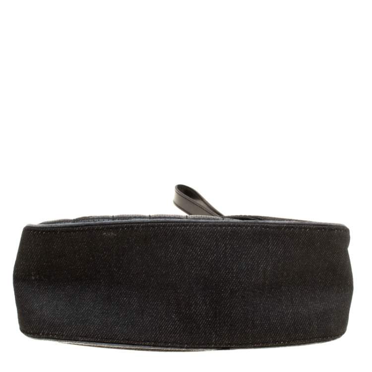 Pre Owned Dior Black Denim and Leather Motorcycle Rockabilly Wristlet Clutch
