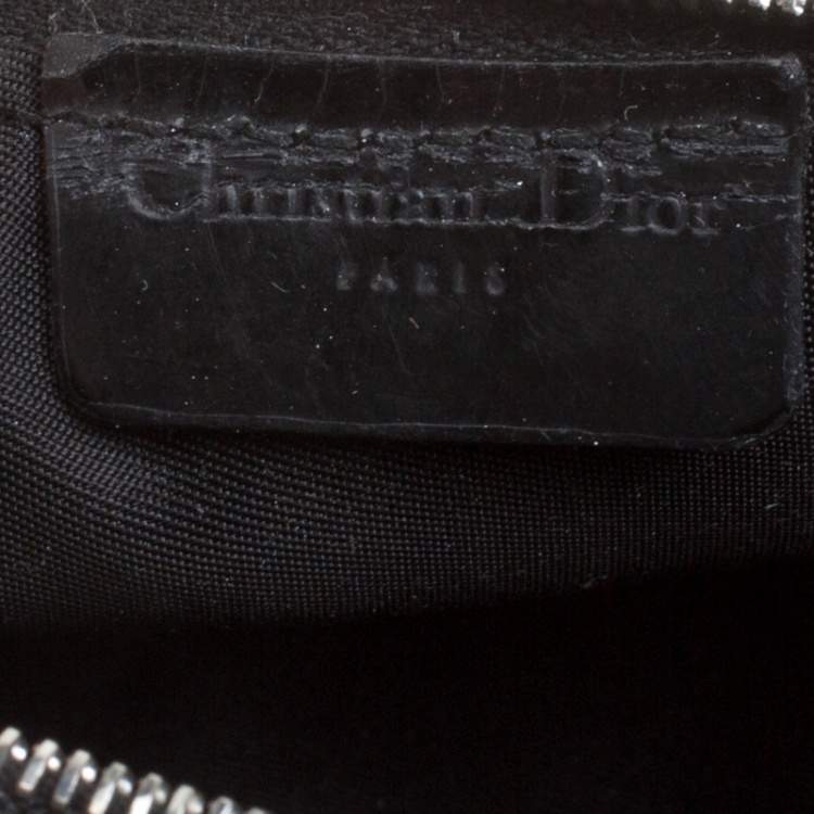 Pre Owned Dior Black Denim and Leather Motorcycle Rockabilly Wristlet Clutch