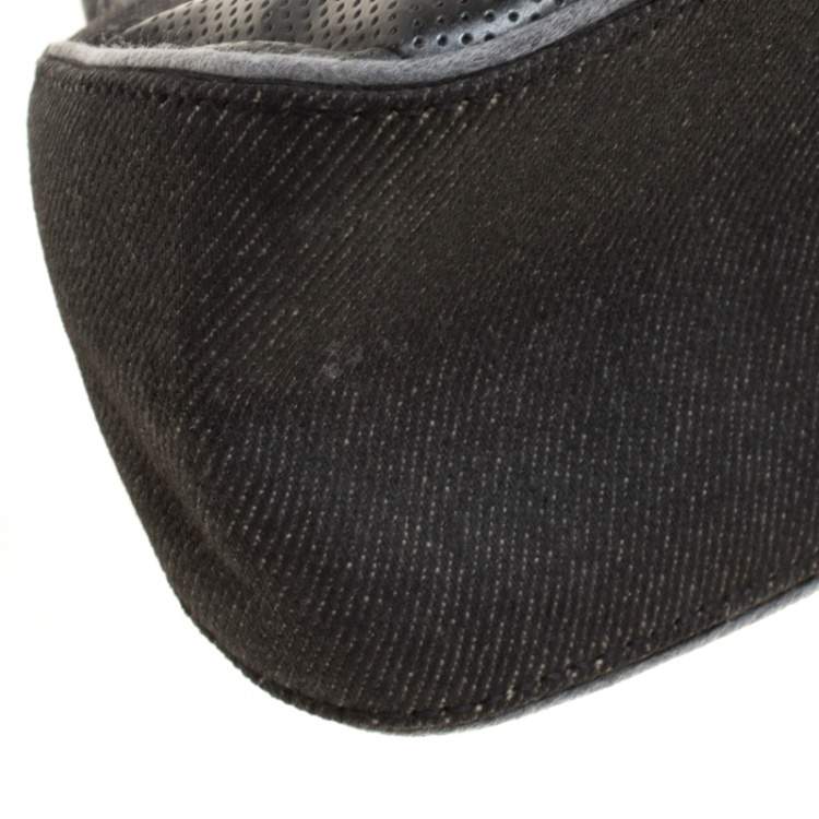 Pre Owned Dior Black Denim and Leather Motorcycle Rockabilly Wristlet Clutch