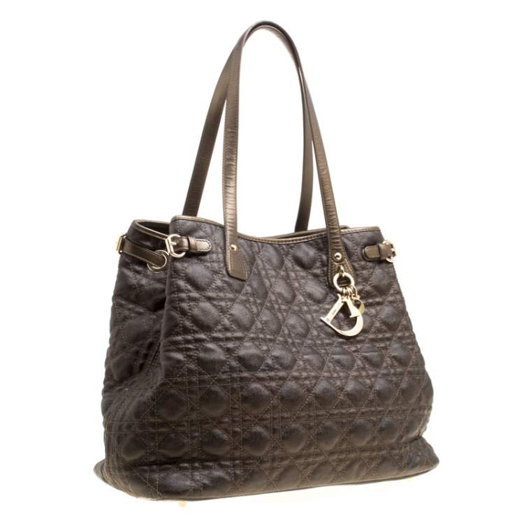 Pre Owned Dior Bronze Coated Canvas Medium Panarea Shopper Tote