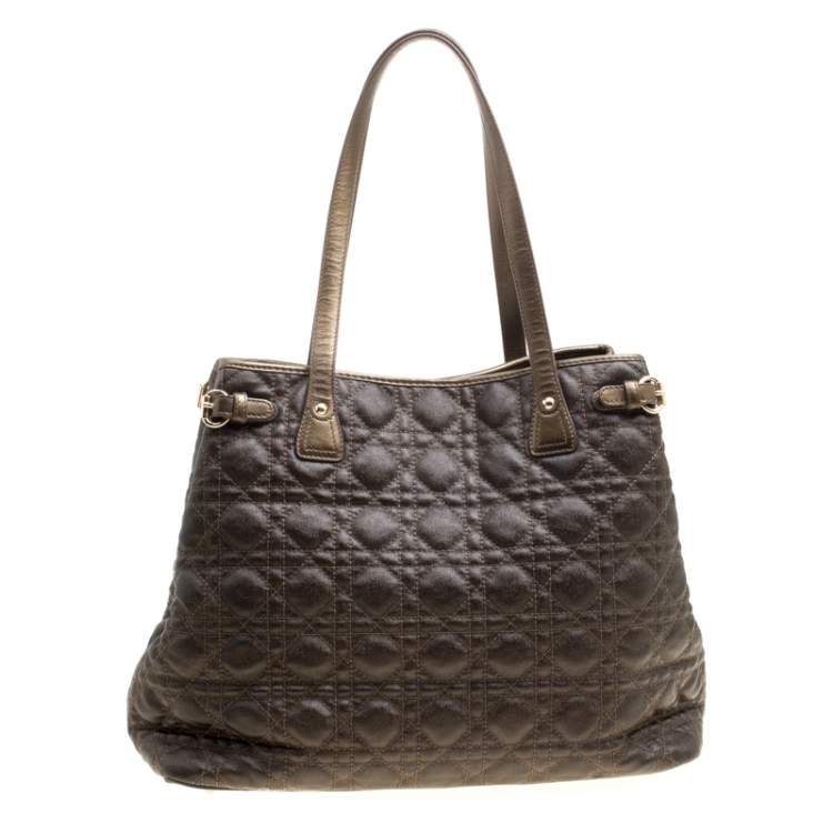 Pre Owned Dior Bronze Coated Canvas Medium Panarea Shopper Tote