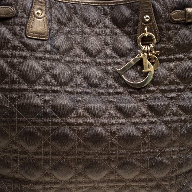 Pre Owned Dior Bronze Coated Canvas Medium Panarea Shopper Tote