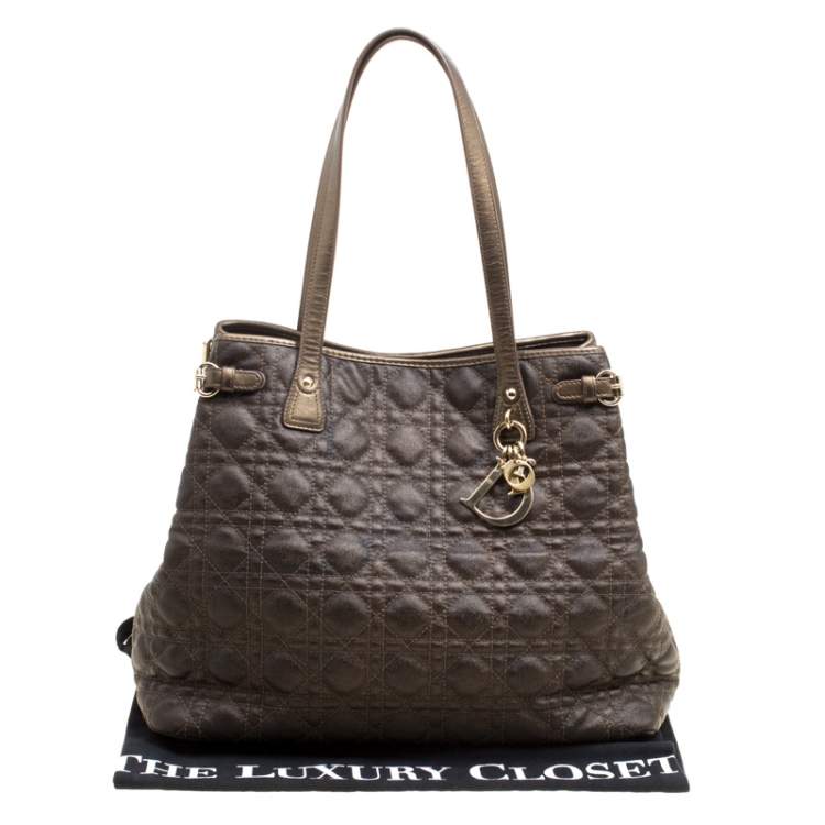 Pre Owned Dior Bronze Coated Canvas Medium Panarea Shopper Tote