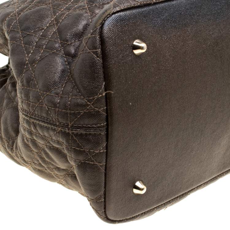 Pre Owned Dior Bronze Coated Canvas Medium Panarea Shopper Tote