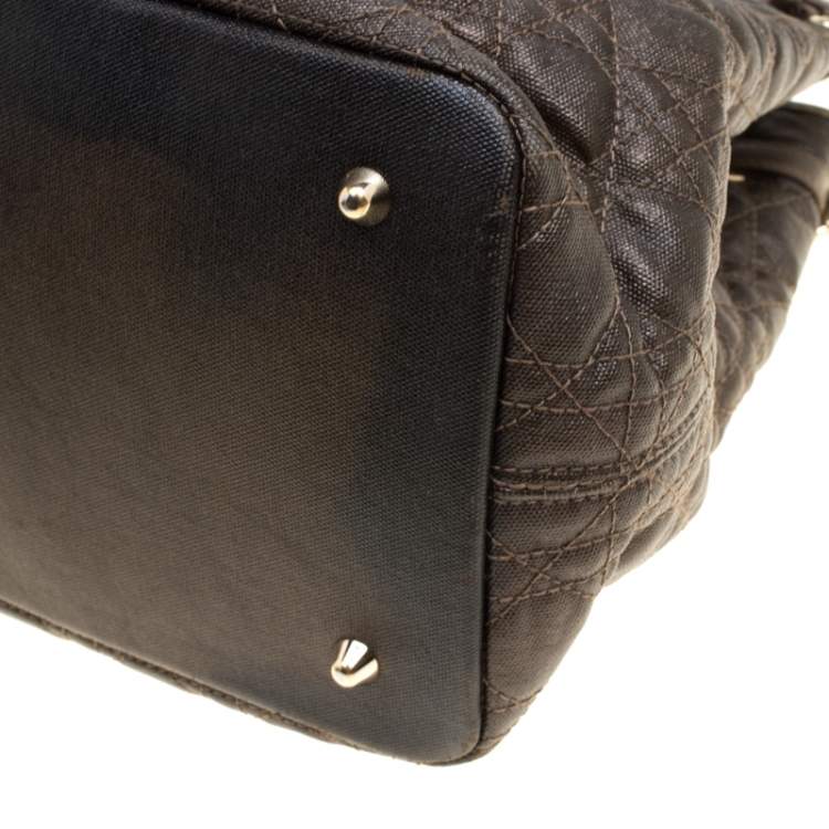 Pre Owned Dior Bronze Coated Canvas Medium Panarea Shopper Tote