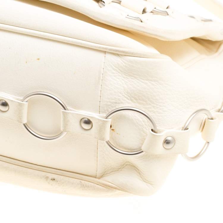 Pre Owned Dior Cream Leather Croisette Hobo