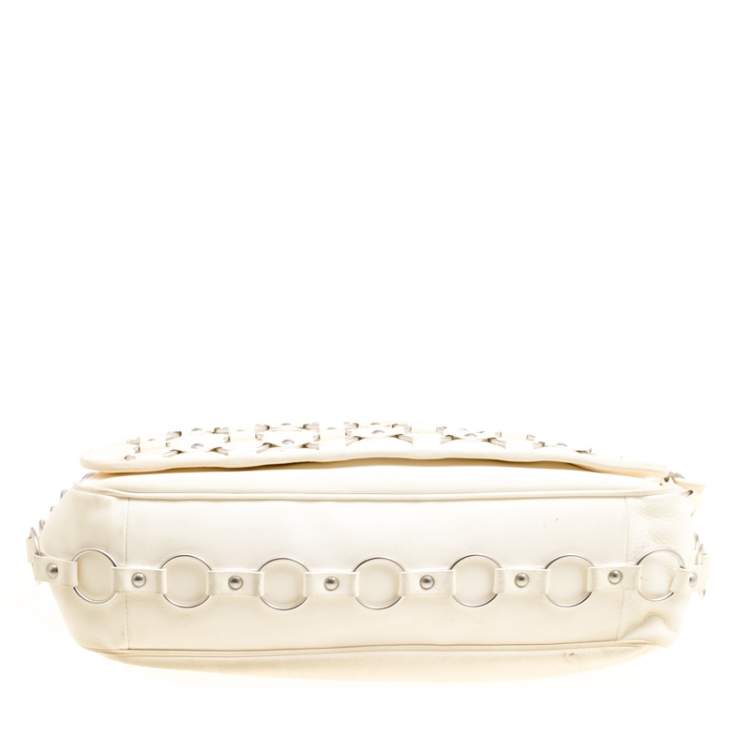 Pre Owned Dior Cream Leather Croisette Hobo