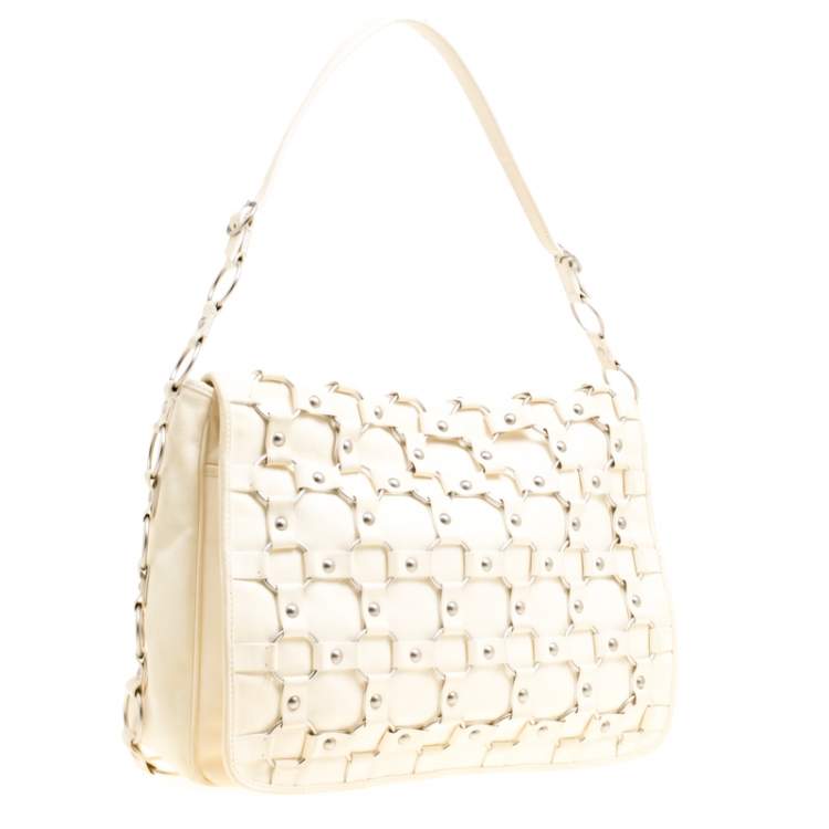 Pre Owned Dior Cream Leather Croisette Hobo