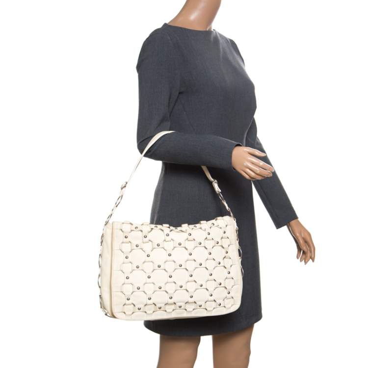 Pre Owned Dior Cream Leather Croisette Hobo