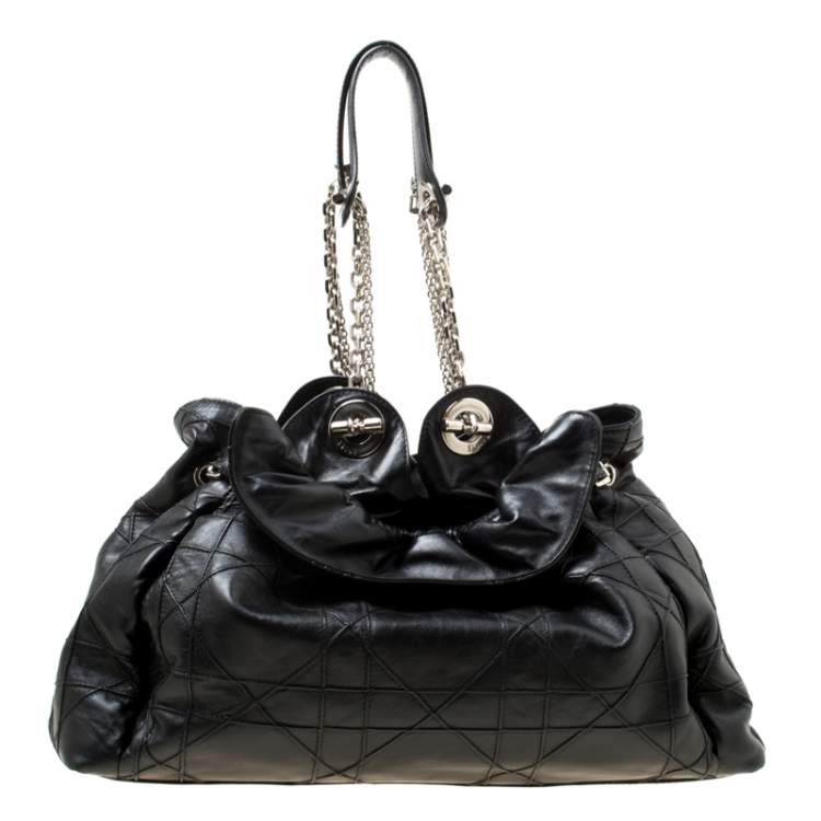 Pre Owned Dior Black Cannage Leather Le Trente Hobo