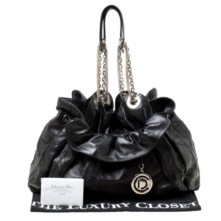 Pre Owned Dior Black Cannage Leather Le Trente Hobo