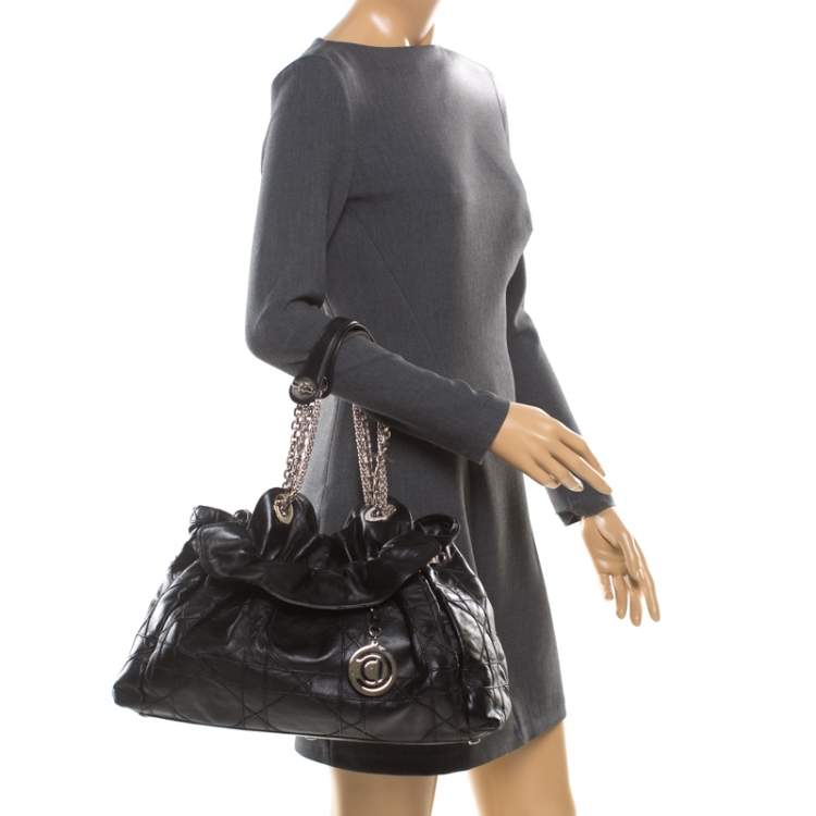 Pre Owned Dior Black Cannage Leather Le Trente Hobo