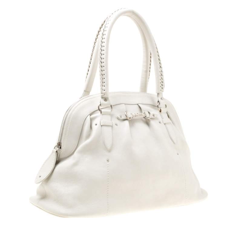 Pre Owned Dior White Leather My Dior Frame Satchel