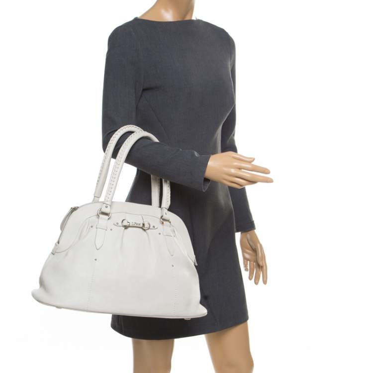 Pre Owned Dior White Leather My Dior Frame Satchel