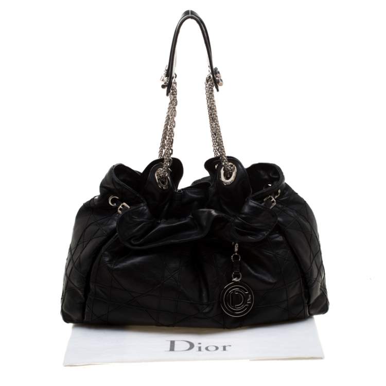 Pre Owned Dior Black Leather Large Cannage Le Trente Hobo 
