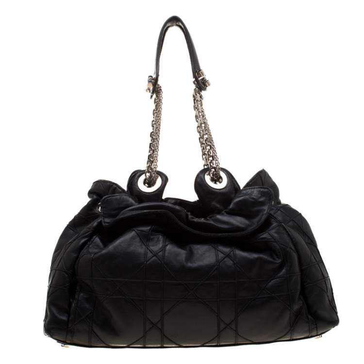 Pre Owned Dior Black Leather Large Cannage Le Trente Hobo 