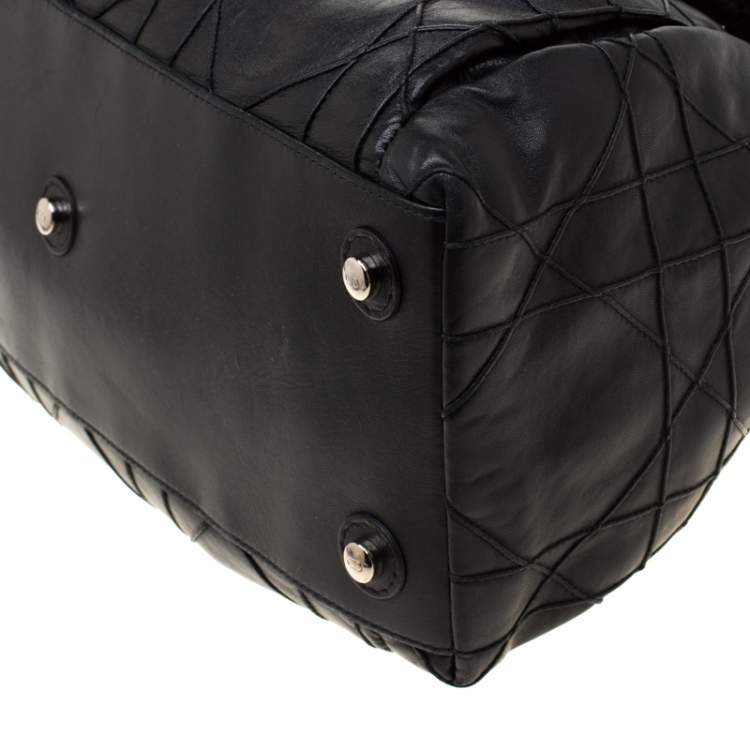 Pre Owned Dior Black Leather Large Cannage Le Trente Hobo 