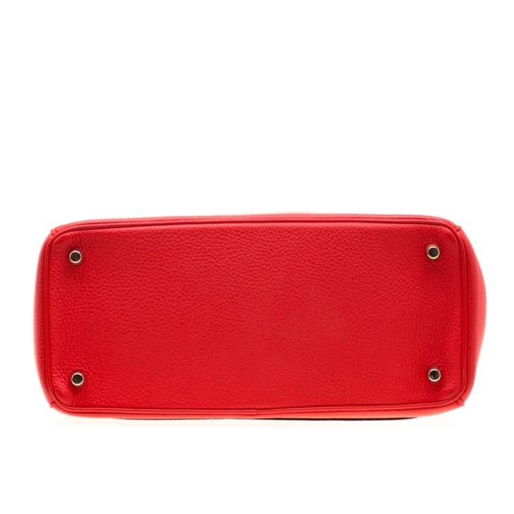 Pre Owned Dior Red Leather Medium Be Dior Top Handle Bag