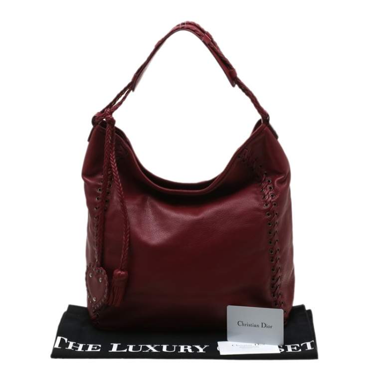 مملوكة مسبقًا Dior Red Leather Ethnic Hobo