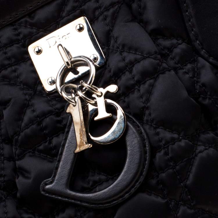 Pre Owned Dior Black Cannage Nylon Charming Doctor Satchel