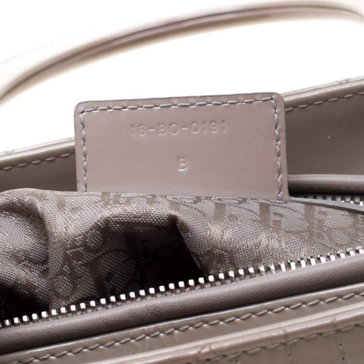 Pre Owned Dior Grey Patent Leather Medium Lady Dior Tote
