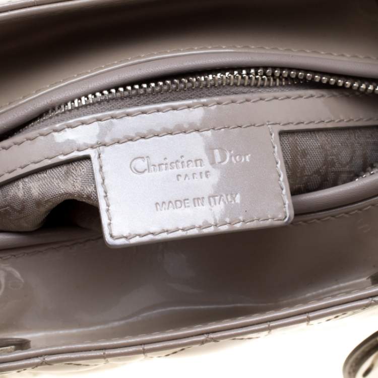 Pre Owned Dior Grey Patent Leather Medium Lady Dior Tote