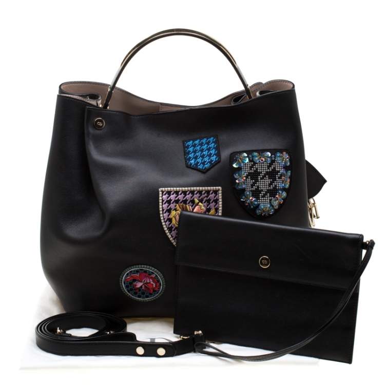 Pre Owned Dior Black Leather Diorific Patch Bucket Bag