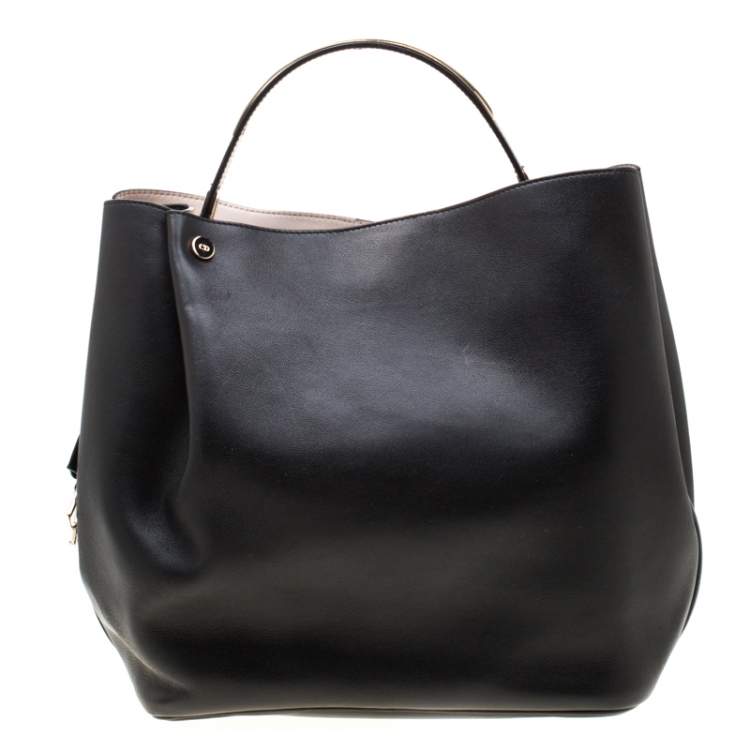 Pre Owned Dior Black Leather Diorific Patch Bucket Bag