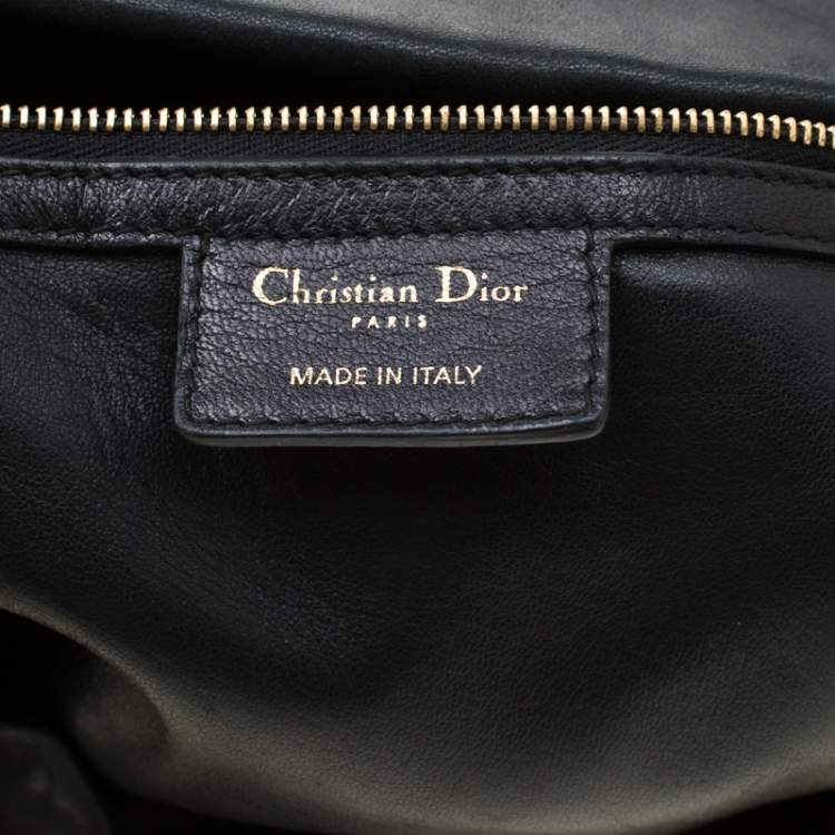 Pre Owned Dior Black Pleated Leather Libertine Hobo
