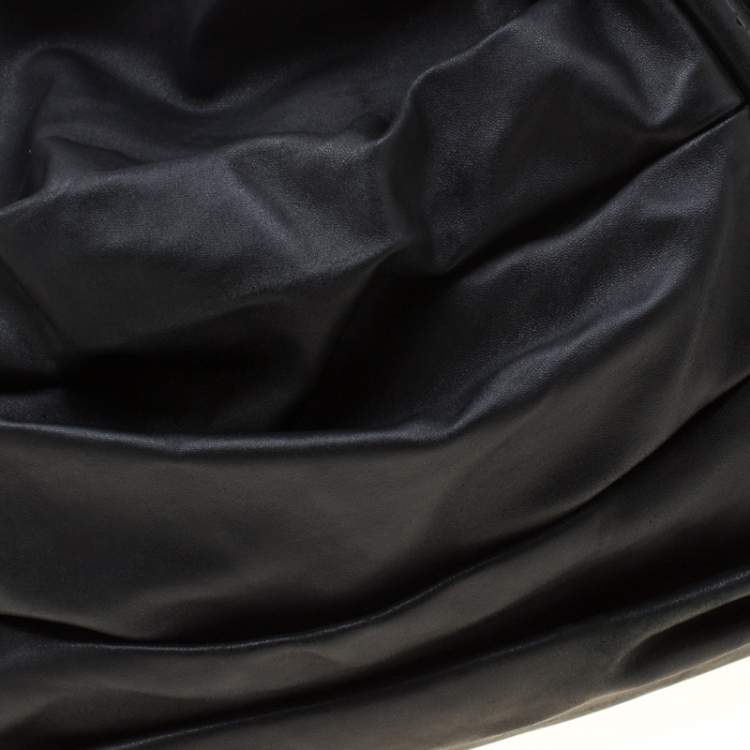 Pre Owned Dior Black Pleated Leather Libertine Hobo