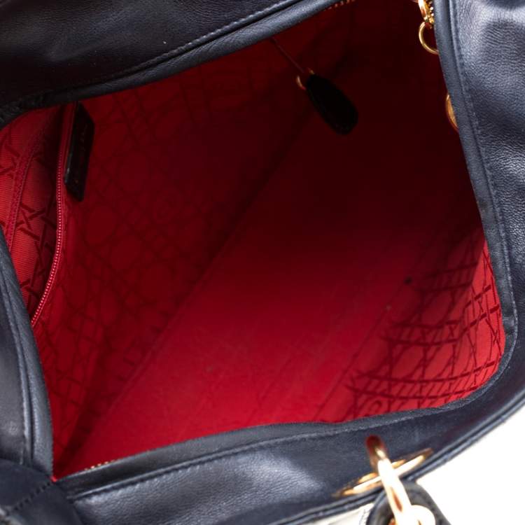Pre Owned Dior Navy Blue Leather Large Lady Dior Tote
