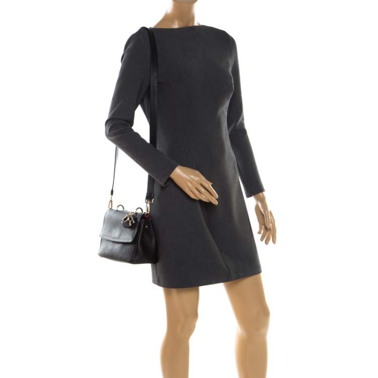 Pre Owned Dior Black Leather Mini Be Dior Top Handle Bag