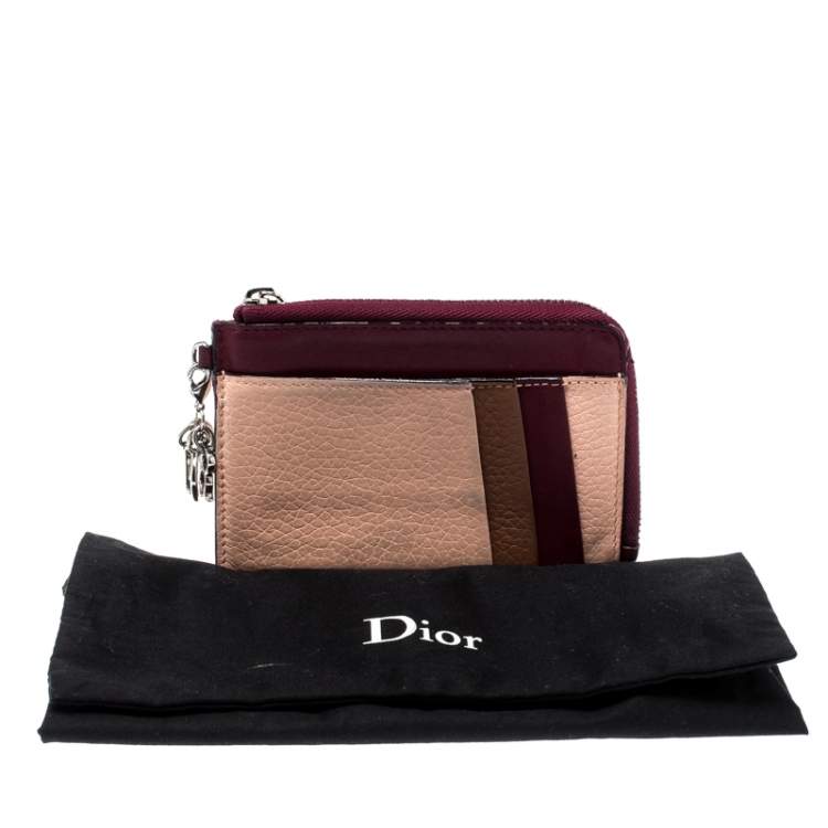Pre Owned Dior Multicolor Leather Zipped Card Holder