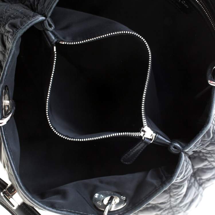 Pre Owned Dior Black Cannage Nylon Charming Lock Satchel