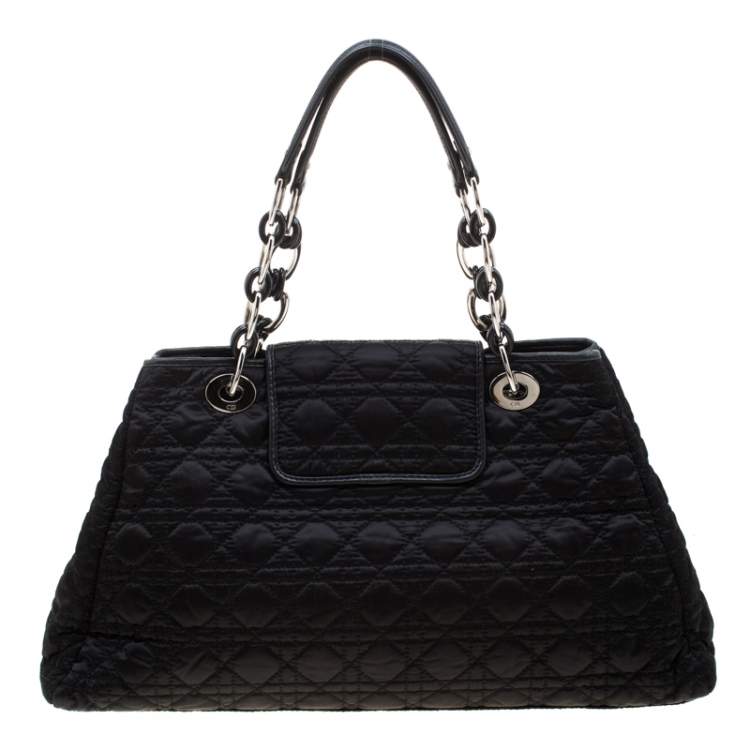 Pre Owned Dior Black Cannage Nylon Charming Lock Satchel