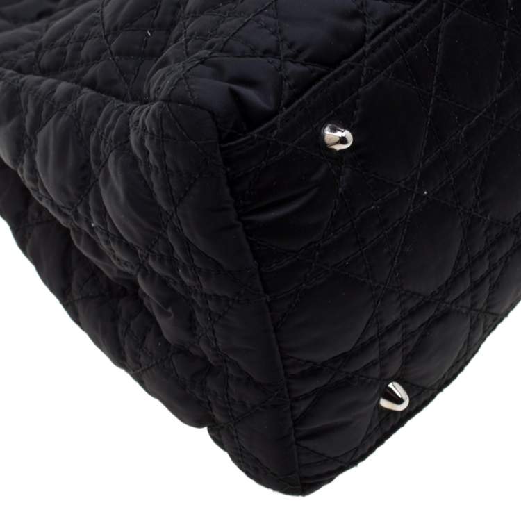 Pre Owned Dior Black Cannage Nylon Charming Lock Satchel