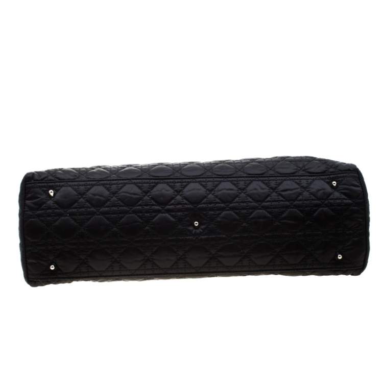 Pre Owned Dior Black Cannage Nylon Charming Lock Satchel