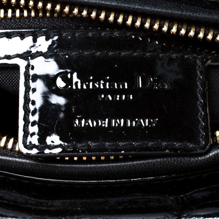 Pre Owned Dior Black Patent Leather Medium Lady Dior Tote