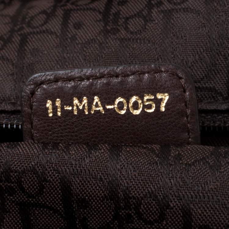 Pre Owned Dior Dark Brown Pleated Leather Medium Plisse Frame Bag