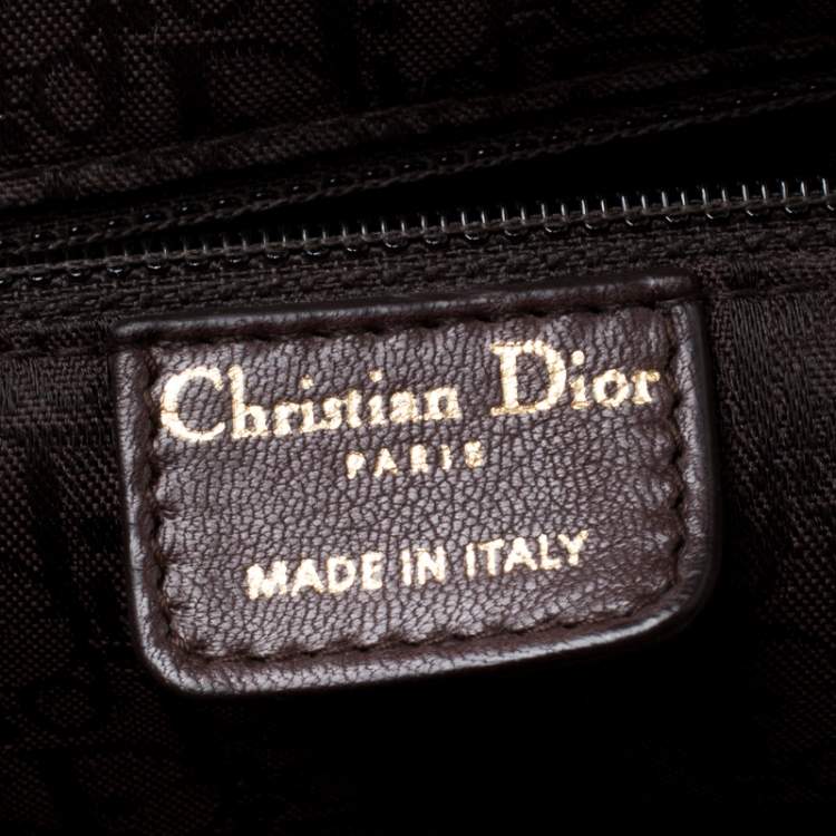 Pre Owned Dior Dark Brown Pleated Leather Medium Plisse Frame Bag