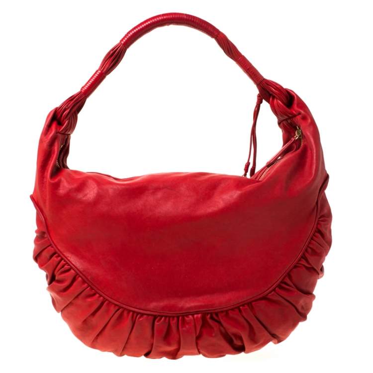 Pre Owned Dior Red Leather Gypsy Hobo